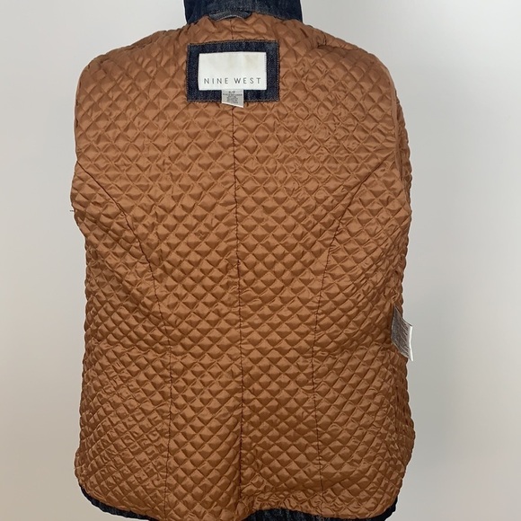 Nine West Gold Quilt Lined Denim Jean Jacket - Picture 10 of 13